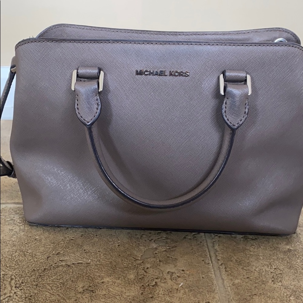 MICHAEL KORS TAUPE SATCHEL HANDBAG